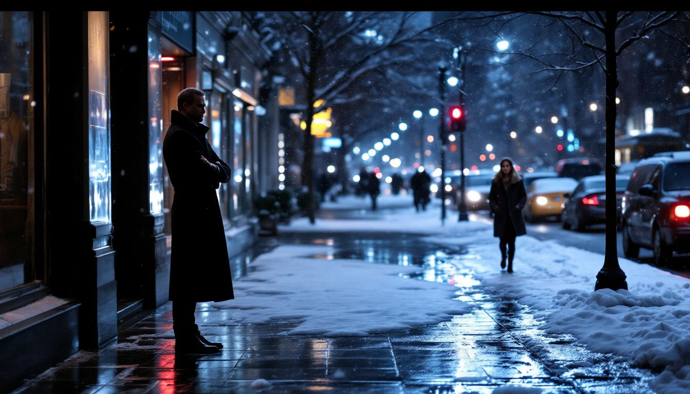 Common winter slip and fall hazards on a sidewalk.